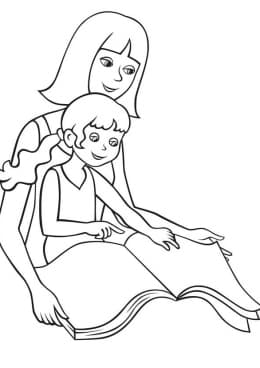Раскраски Мама и дочка. Раскраска 9