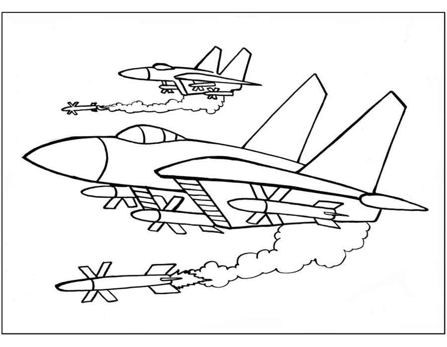 Раскраски Военный самолет. Раскраска 29