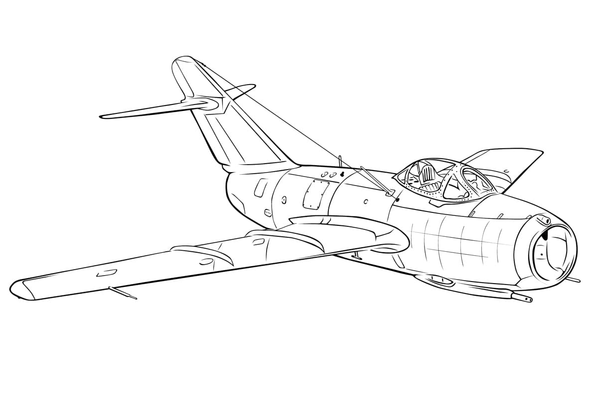 Раскраски Военный самолет. Раскраска 12