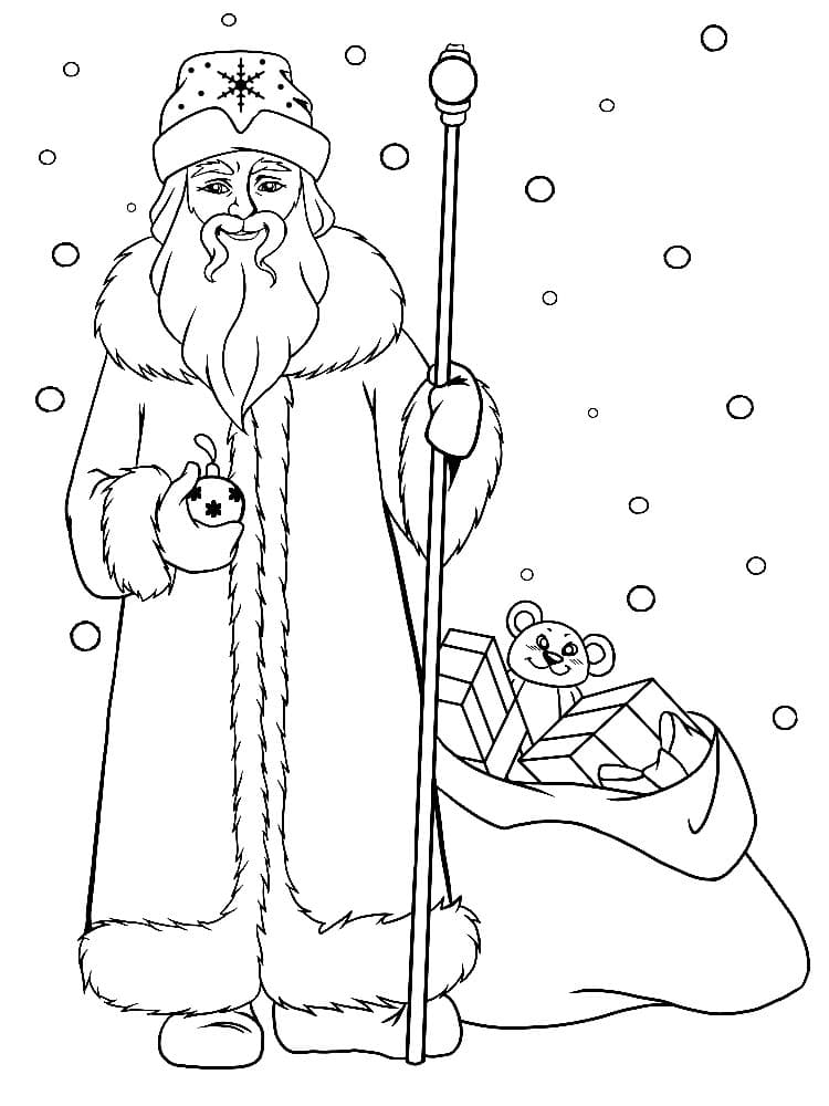 Раскраски Дед Мороз. Раскраска 12
