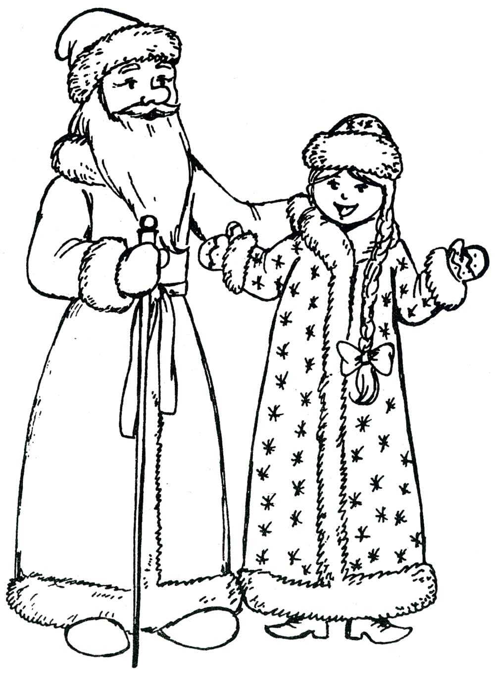Раскраски Дед Мороз и Снегурочка. Раскраска 2