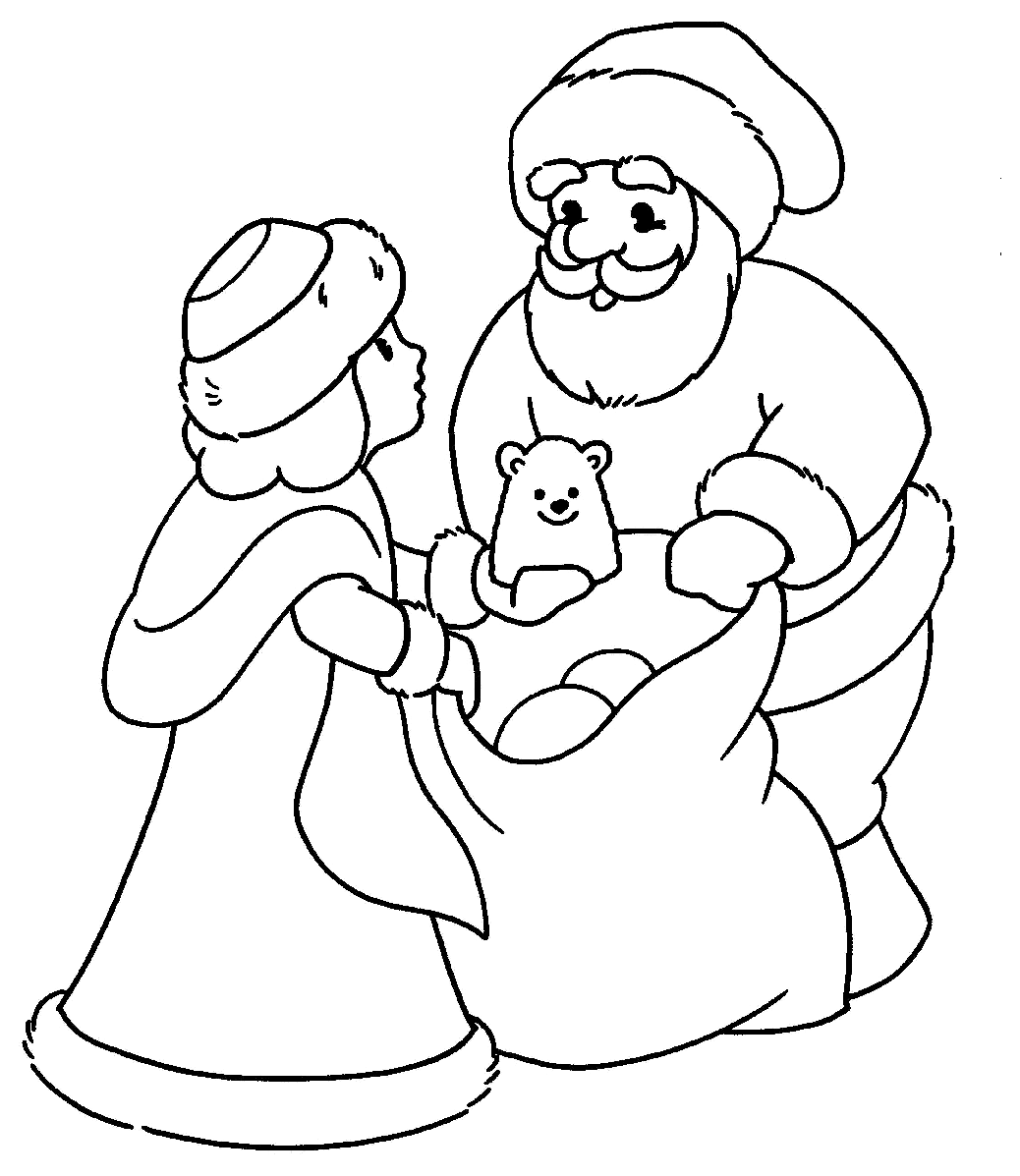 Раскраски Дед Мороз и Снегурочка. Раскраска 5
