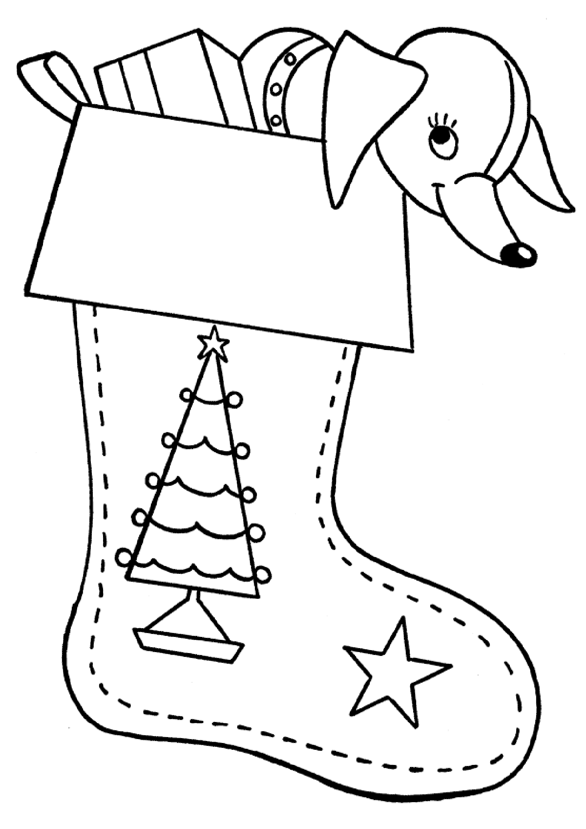 Раскраска Рождественские носки. Раскраска 16