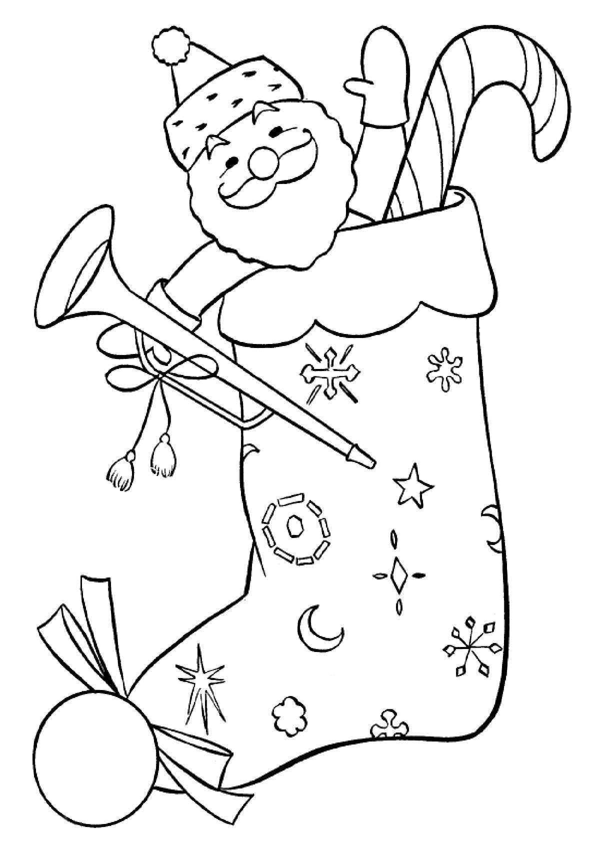 Раскраска Рождественские носки. Раскраска 13