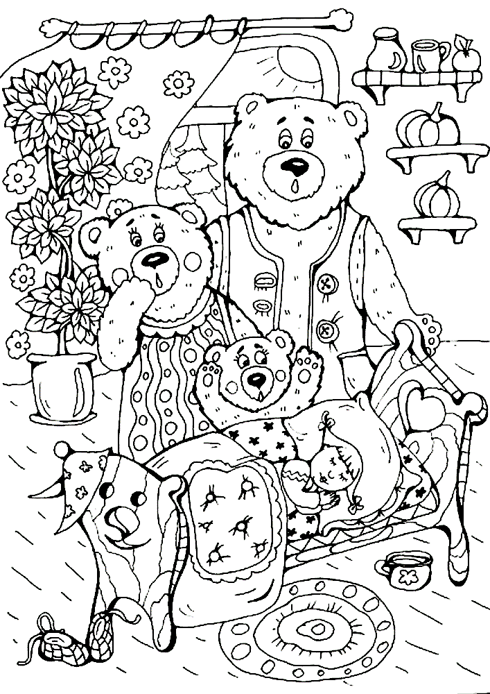 Раскраска Три медведя. Раскраска 1