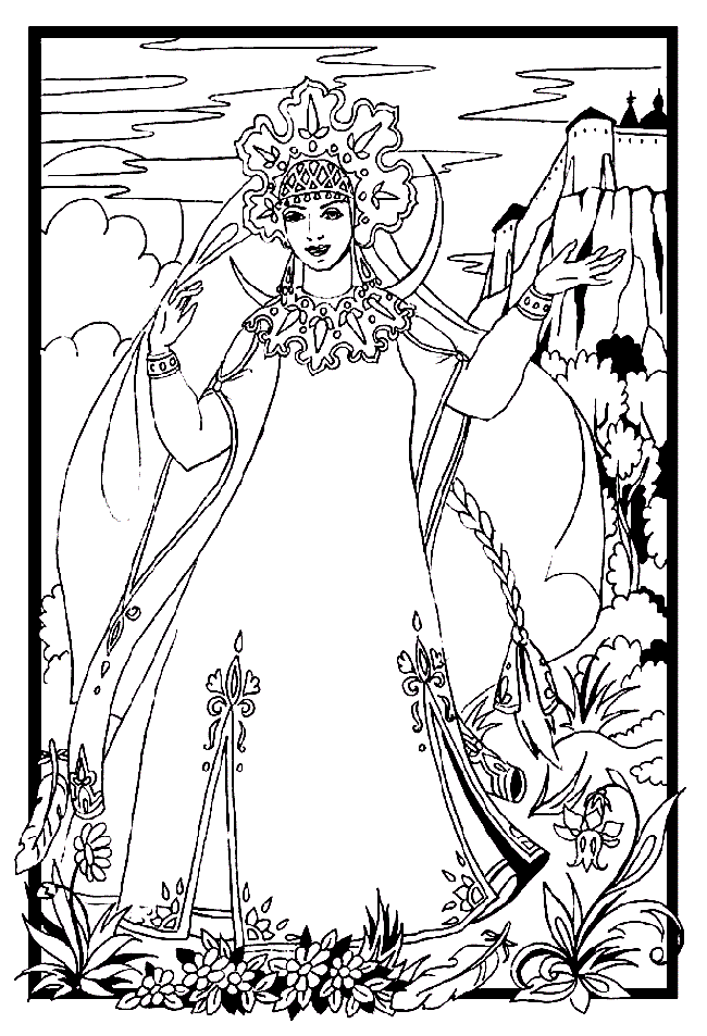 Раскраска Сказка о царе Салтане. Раскраска 6