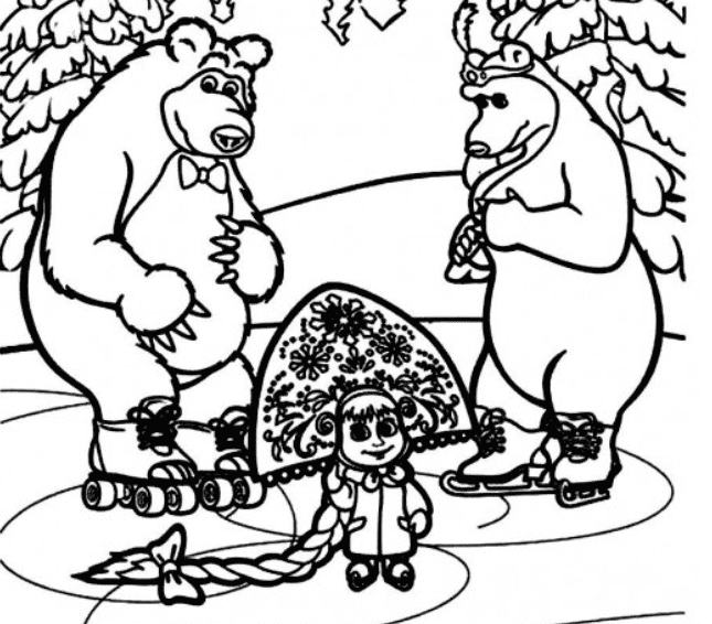 Раскраска Маша и Медведь. Раскраска 6