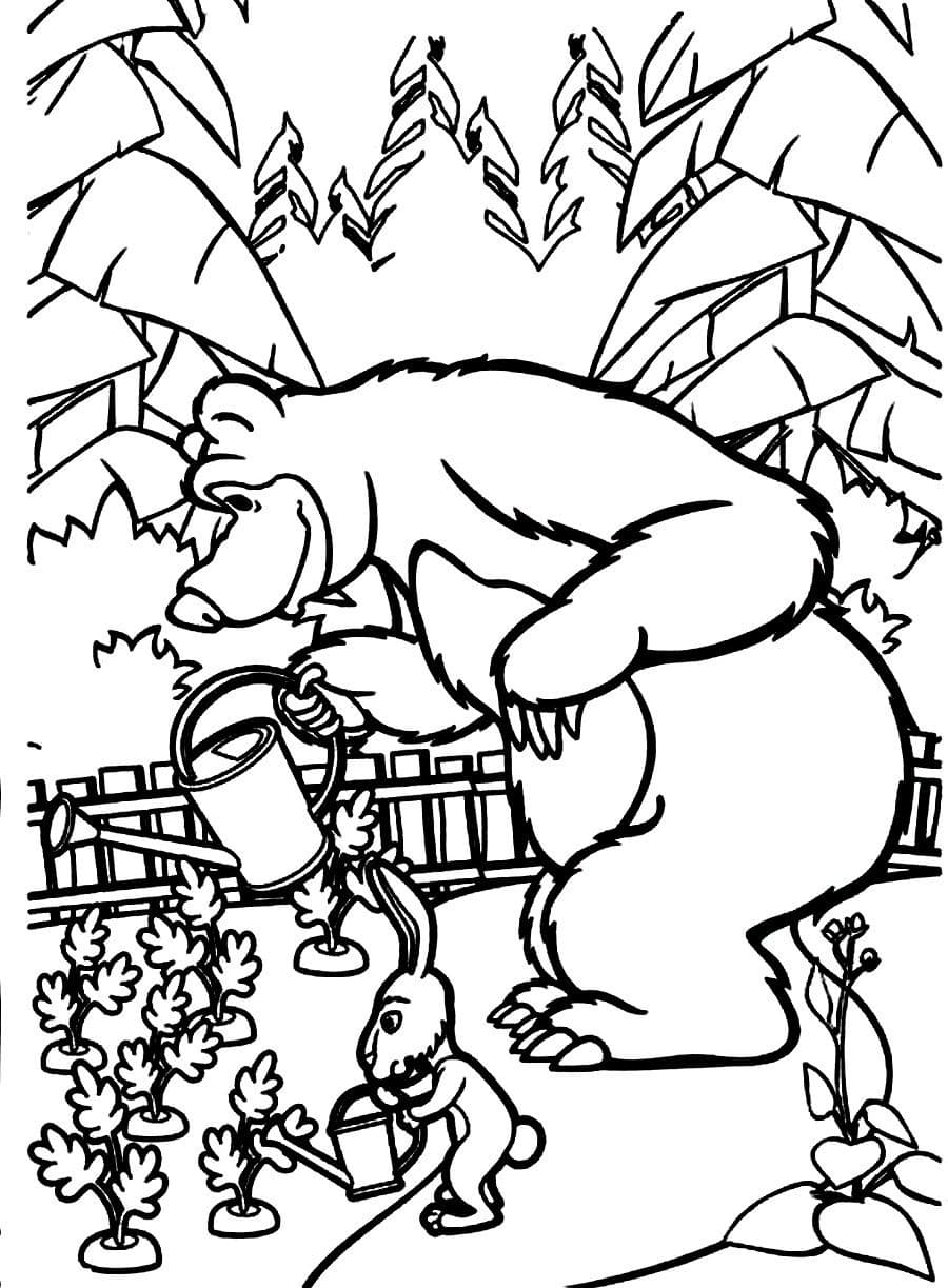 Раскраска Маша и Медведь. Раскраска 46