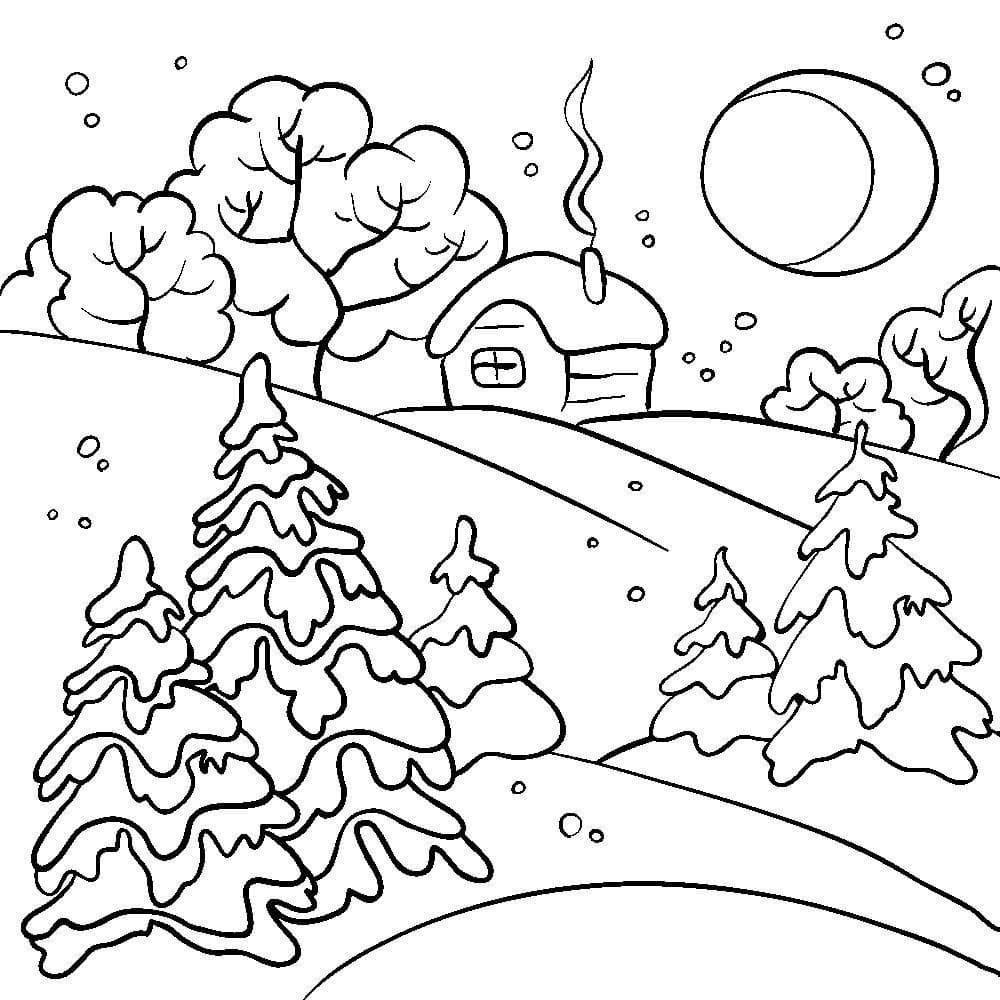 Раскраска Зимний лес. Раскраска 5