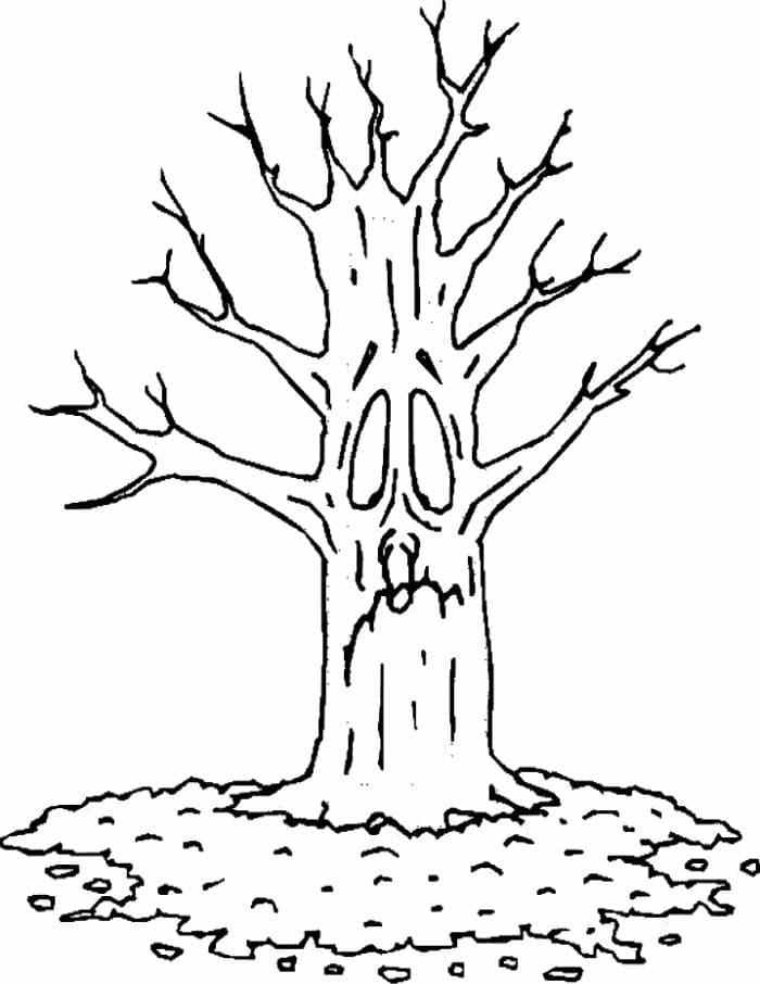 Раскраска Дерево без листьев. Раскраска 7