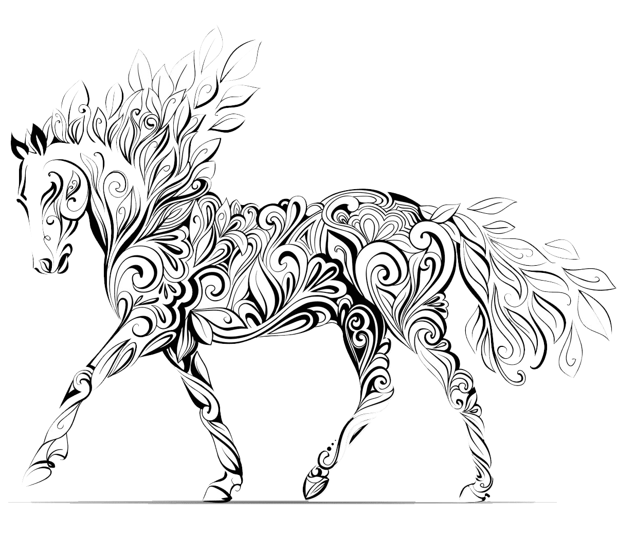 Раскраска антистресс лошади