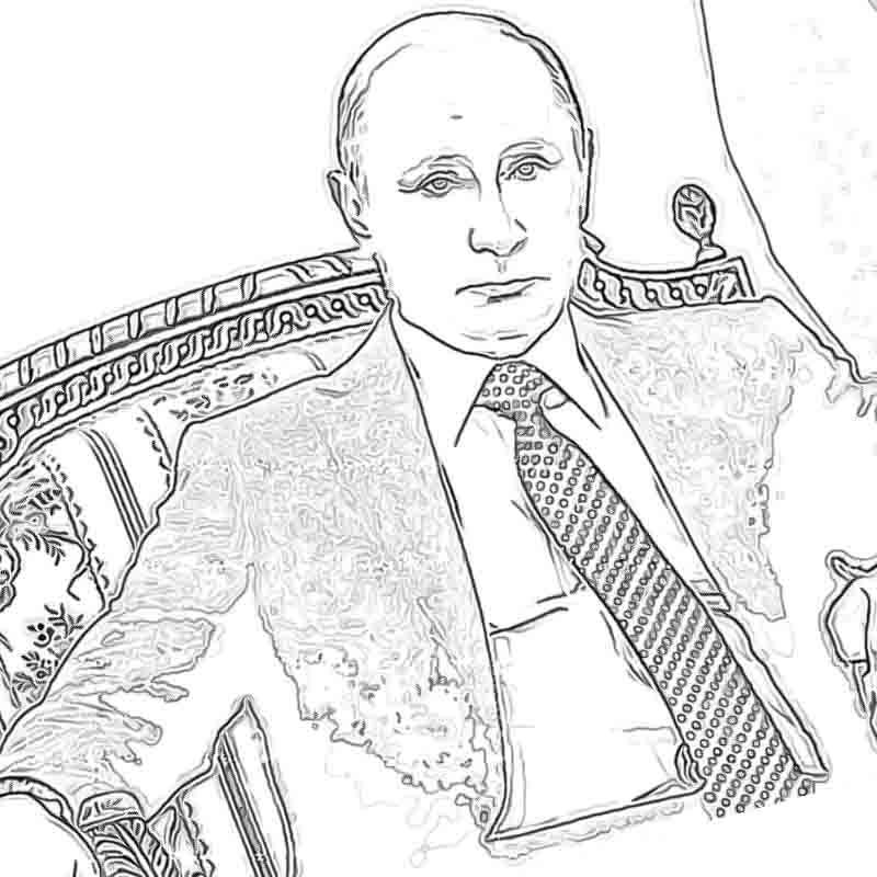 Раскраски Путин В.В.. Раскраска 8